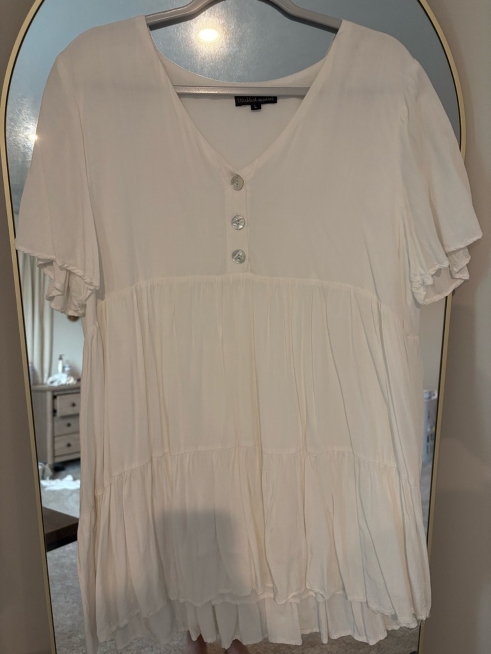 Michael Stars Cream Tiered V-Neck Button Tunic